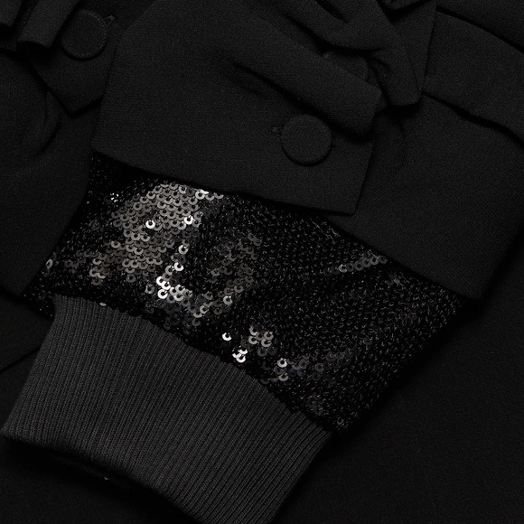 Cinq a Sept Black Sequin Hooded Blazer - Picture 2 of 8